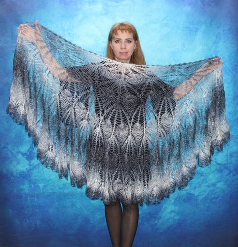 Scialle russo orenburg grigio - orenburg,