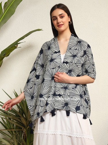 Stola scarf cotone blu - stola, in